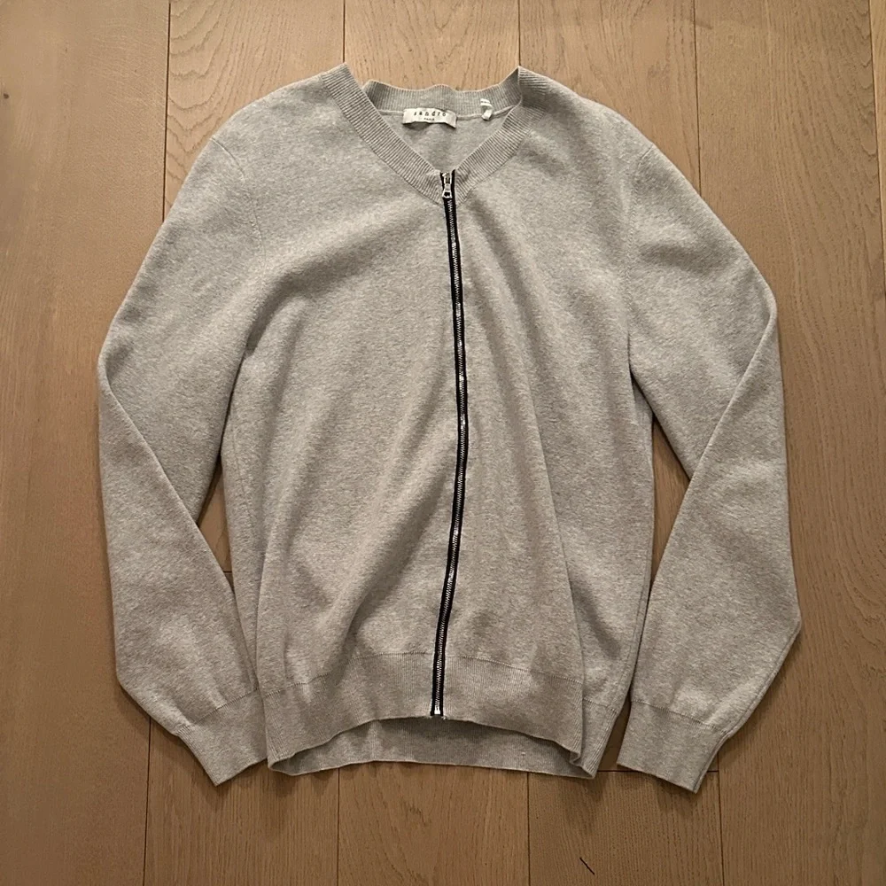 Sandro Light Gray Zip-Up Men's Sweater